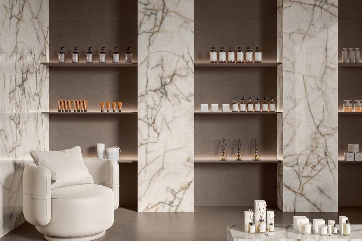 Versace Ceramics Leatherwood — Pebbled leather and parquet, reimagined as surface.