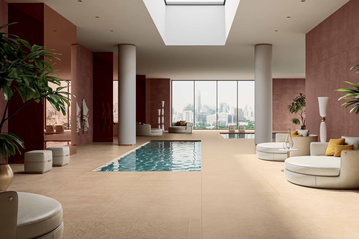 Versace Ceramics Harmony — Velvet — Velvet-touch surfaces with the Greca border and Medusa corner.