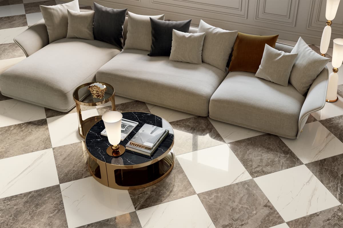 Versace Ceramics Marble — Classical splendour for contemporary living, with coordinated inlays.